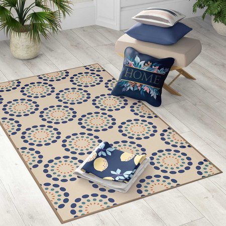 DEERLUX Area Rug with Nonslip Backing, Multicolor Circle Spring Burst Pattern, 4 x 6 ft Small QI003644.S